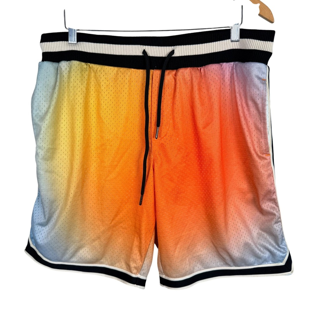 MNML Gradient Basketball Shorts Mens XXL Multi Color Ombre‎ Mesh Pockets NEW